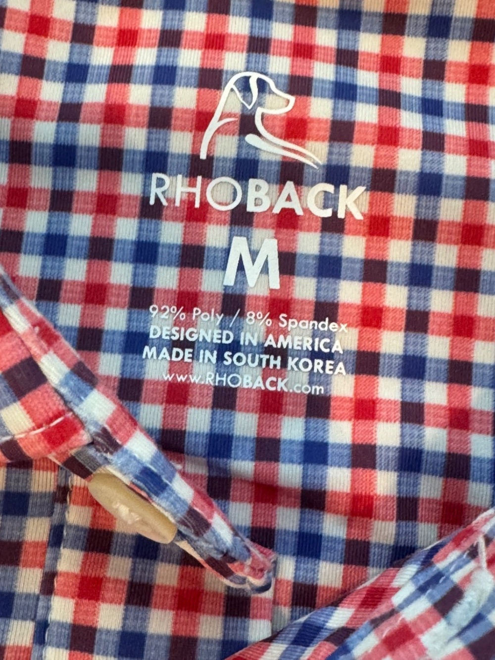 RHOBACK  Mens Patriot Performace Golf Polo American Flag Gingham Plaid M - Picture 4 of 11